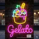 Ice Cream Neon Sign Gelato Neon Sign Dimmable Wall Decor for Store Game Room Kids Room Party Decoration 17.6 * 13.2 Inch