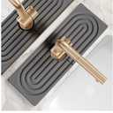 Faucet Mat for Kitchen Sink - Wider Diatomite Fast Drying Stone Sink Tray, Super Absorbent, Prevents Moisture Buildup - Faucet Splash Guard for Bathroom Counter (Dark Grey, 15x5.3inch)