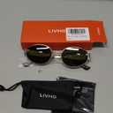 livho Retro Polarized Sunglasses - UV400 Protection, Oval Shape, Metal Frames - Matching Soft Case Inlcuded
