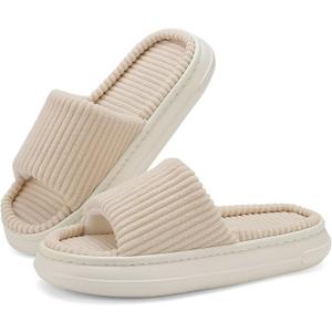 NineCiFun Unisex Summer House Slippers Indoor and Outdoor Slip-On Home Bedroom Shoes for Women and Men (9-10 Women/7.5-8 Men, Beige)