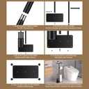 Modern Bathroom Toilet Paper Holder Stand, Black Metal, with Storage Shelf, Brush Holder, 3-Roll Storage, Freestanding Design