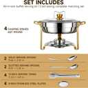 4 Pack Chafing Dishes for Buffet with Lid & Lid Holder, 6QT Round Stainless Steel Chafing Dish Set, Heating and Cooling Buffet for Home Parties, Christmas Gatherings, Catering Events