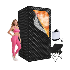 Portable Sauna for Home, Upgraded Large Size Home Sauna Box with 3L 1300W Steamer, Big Folding Chair, 9 Levels Heat,Timer, Remote Control - Personal Steam Room Tent for Relaxation Spa 3'x3'x5.9' Black