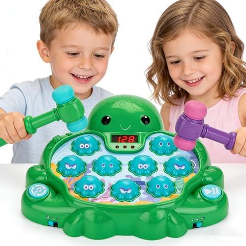 Veoasis Interactive Whack A Octopus Game for Ages 2-4,Educational Toddlers Toys for 2 3 4 5 6 Year Old Boys Girls, Green, Digital Display, Silent Mode,Multiple Difficulty Levels Fun Birthday Gifts
