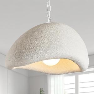 Wabi Sabi Pendant Lights,15.7in White Modern Pendant Light Resin Hanging Lamp Kitchen Island Lighting Modern Japandi Chandelier for Dining Room Bedroom Hallway Restaurant Foyer