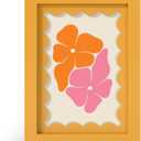 5x7 Picture Frame with Real Glass, Wooden cute 5 x 7 Photo Frame with Wavy Mat for Tabletop and Wall Hanging, Yellow, 1 Pack