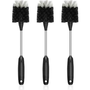 SetSail Bottle Brush of 3 Pack, 13-in Long Stainless Steel Handle Water Bottle Cleaner Brush Non-Slip Grip Bottle Brushes for Cleaning Water Bottles Sport Bottles Coffee Mugs Glasswares Cups, Black