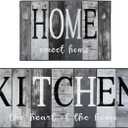Farmhouse Black Gray Kitchen Rugs and Mats Non Skid Washable Set of 2, Vintage Wooden Board Floor Mats, Sweet Heart Home Runner Rug, Kitchen Decor