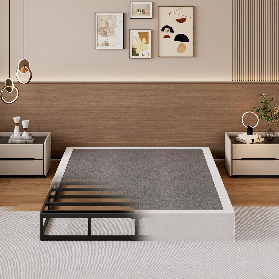 SHLAND 8 Inch Full Box Spring, High Profile Full Size Box Spring Metal Frame Mattress Foundation with Fabric Cover, Easy Assembly