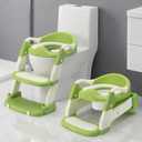 SereneLife 2-in-1 Potty Chair & Potty Training Seat with Step Stool Ladder - Height Adjustable Kids/Toddler Toilet Seat with Stable Anti-Slip Design, Cushioned Seat & Splash Guard For Boys Girls (Green)
