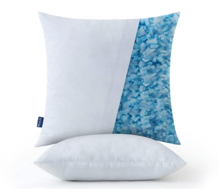 MIULEE Pack of 2, Velvet Soft Solid Decorative Square Throw Pillow Covers Blend Set of 2 Shredded Memory Foam Cooling Throw Pillows for Sofa Bedroom 18x18 Inch