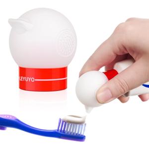 Toothpaste Dispenser with Self-Closing Cap No Mess No Waste, Fits Most Toothpaste Tube(White)