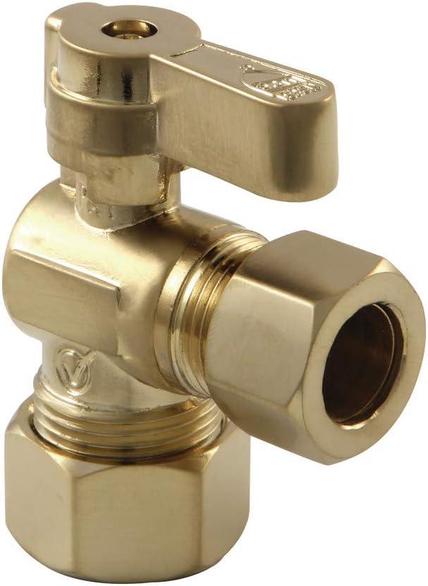 Kingston Brass KF5440BB 5/8" OD Comp X 1/2" OD Comp Angle Stop Valve, Brushed Brass