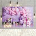 Purple Butterfly Balloons Backdrop First Birthday Decorations for Princess 1st Girl Birthday Party Decorations Newborn Kids Baby Shower One Year Old Cake Smash Photo Props (7X5FT)