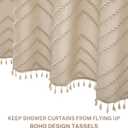 Boho Farmhouse Shower Curtain Woven Fabric Cute Beige Shower Curtain, 72 x 72 Tufted Chevron Textured Striped Modern Farmhouse Minimalist for Bathroom