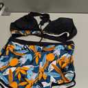 Women 2-Piece Swimsuit Chic Halter Top W/Shorts Bikini Set Swimwear  Floral Tropical Botanical Design (X-Large, Black)