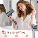 Hair Dryer, Professional 140000 RPM High-Speed Brushless Motor Negative Ionic Low Noise Blow Dryer for Fast Drying, Thermo-Control Quiet with Magnetic Nozzle for Home Travel Salon Use,Black