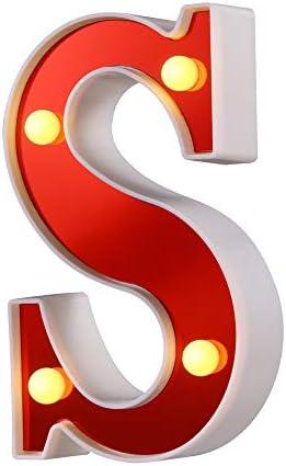 Samapet Light up Letters LED Marquee Letter Lights Alphabet Night Lights Sign for Wedding Birthday Party Christmas Home Bar Decoration, Red Mirrored Surface - S