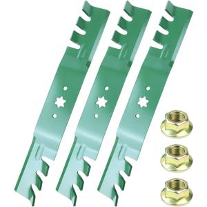 3 Pack 942-04053C-X Gator Mulching Blades with 712-0417A Blade Nuts for RZT50 RZT 50 I1050 LGT1050 LT1050 LTX1050 Replaces Cub Cadet 50 inch Mower Blades 742-04053A 942-04056C 742-04053C-X