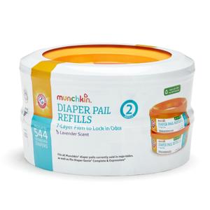 Munchkin Arm & Hammer Diaper Pail Refill Rings, Holds up to 544 Newborn Diapers, 2 Pack