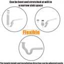 Flexible P Trap for Bathroom Sink, Flex Drain Pipe for Bathroom Sink Drain Kit and Kitchen Sink Drain Kit, 1-1/2" or 1-1/4" Expandable Sink Trap, Slip Joint or Direct Connection 1/2 Inch P Trap Kit