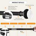 Tension Curtain Rod Long Curtain Rods No Drilling 43-100 Inch Adjustable Black Shower Curtain Rod 1.1 Inch Diameter Thick Heavy Duty Shower Rod for Windows Bathroom Outdoor No Rust