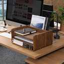 DDYURI Desk Organizer for File Folder Storage with 3 Paper Letter Tray &1 Vertical Compartment- Wood Office Desktop Document Organizer Rack - Filing Folder Mail Sorter Desk accessories Dark WJJ3K-DK