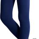 KEREDA Girls Fleece Lined Leggings Winter Warm Pants for Kids 3-14 Years (5-6 Years, Navy)