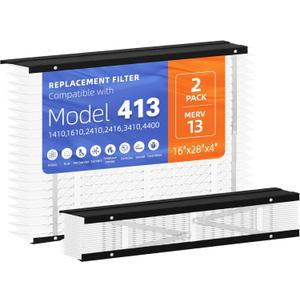 2 Pack 413 Replacement Filter, Compatible with AprilAire 413 Whole House Air Purifiers Models,1410,1610,2410,2416,3410,4400,MERV13 HVAC Furnace Filter Replacement,Actual Size:16"x28"x4" Air Filter