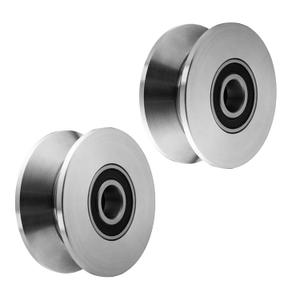 Sliding Gate Rollers Stainless Steel V Groove Wheel Heavy Duty Cable Pulley Block V Shaped Rail Gate Wheels Quiet and Smooth Operation Plate Caster with Bearing for Barn Door Track 2PC