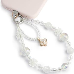 POSADINA Phone Charm for Women, Anti-Theft Phone Wrist Strap, Hands-Free & Detachable Cellphone Lanyard Chain with Tether Tab, Milky Glam
