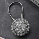 SUQ I OME 2 Pack of Crystal Curtain Magnetic Tieback Flower Curtain Clips Buckle with Stretchy Wire Rope Curtain Holdbacks for Home Office Decoration