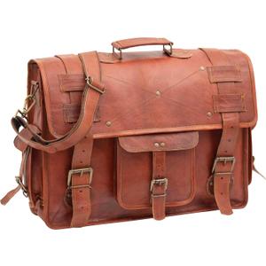 Handmade Leather Messenger Laptop Computer Satchel Distressed Bag (13" X 18") Stylish Backpack and Briefcase Bag for Men