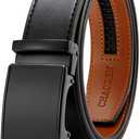 CHAOREN Mens Belt Leather Ratchet Belt - Customizable Fit, Effortless Style (35mm) (32" to 38" Waist Adjustable, Night / Black)