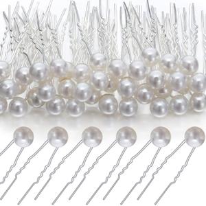 40 Packs Pearl Hair Pins Bridal Wedding White Pearl Hair Accessories Bobby Clips for Brides and Bridesmaids(0.3 Inch)