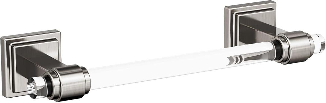 Amerock BH36065CG10 | Clear/Brushed Nickel Towel Bar | 8 in. (203 mm) Towel Rack | Glacio | Bathroom Towel Holder | Bathroom Hardware | Bath Accessories