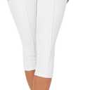 roswear Womens Capri Pants Trendy Mid Rise Skinny Stretchy Front Seam Denim Jeans (White, L)