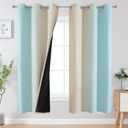 Aqua and Beige Ombre Blackout Curtains for Bedroom 72 Inch | Thermal Insulated Curtains for Living Room, Full Room Darkening, Energy Saving, Grommet Gradient Drapes, 42Wx72L, 2 Panels