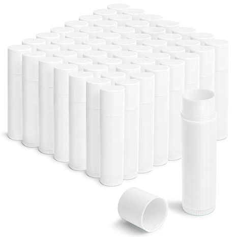 JuLand 100 Packs Empty Lip Balm Tubes Bulk Round BPA Free with Caps for DIY Lipstick homemade, 3/16 Oz (5.5 ml) Leak-Free Empty Lip Balm Containers, White