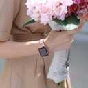 Wearlizer Rose Pink Compatible with Apple Watch Band 38/40/41/42mm Womens Replacement, Stainless Steel Strap Fashion Resin Wristband Sleek Metal iWatch Series 11 10 9 8 7 6 5 4 3 SE/Ultra 3 2 1