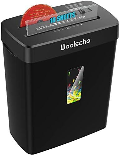 Woolsche Paper Shredder,10-Sheet Cross Cut with 3.43-Gallon Basket, P-4 Security Level,3-Mode Design - Shreds CD and Credit Card,Durable,Fast and Jam Proof for Home Office (ETL Certified)
