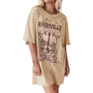 Womens Nashville Oversized T Shirts Size M