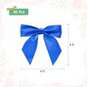 MECCANIXITY 30 Pcs Pre-Tied Bows Satin Ribbon Bows 4.5" Twist Ties Gift Bows for Craft DIY Candy Bags Christmas Wedding Decor Party Treat Bags Bright Blue