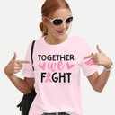 JINTING Womens Breast Cancer Shirts - Together We Fight Breast Cancer Awareness Shirts Short Sleeve Gifts Tee Top (Pink, XL)