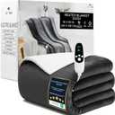 Get Trend Heated Blanket Electric Luxurious Fleece Queen Blanket, 9 Heat Settings & 12H Auto Shut-Off, Gifts for Grandma, Grandpa, Seniors, 90x90 in (Dark Grey, Queen US)