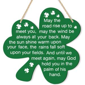 St Patricks Day Shamrock Hanging Sign St. Patrick's Day Decoration Irish Blessing Saint Patricks Wall Hanger for Home Farmhouse Indoor Outdoor Window 12 X 12 Inch