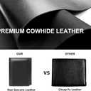 Genuine Leather Trifold Wallet for Men, Rfid Blocking Tri fold Mens Wallets with ID Window (Black)