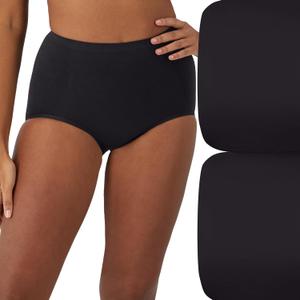 Bali Women's Ultra-Firm Control Shapewear Brief, Seamless Shaping Underwear, 2-Pack, Large, Black/Black