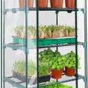 KOL 4-Tier Mini Greenhouse - PVC Clear Cover & Steel Frame - Portable Small Green House for Indoor & Outdoor Use - Grow Plants, Seedlings, Herbs