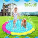 Raxurt Splash Pad, Anti-Slip Splash Sprinkler Pad for Kids Dogs 0.55mm Thickened Durable Upgrade Baby Splash Pad Summer Outdoor Water Toys Backyard Fountain Play Mat, Colorful